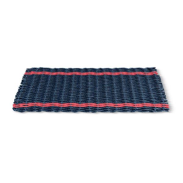 Best Outdoor Doormat, Lobster Rope Doormat in Navy with Nantucket Red Tailored Stripes, Front Door Mats