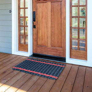 Doormat for Outdoors in Navy with Nantucket Red Tailored Stripes, Welcome Mat Outdoor, Top Rated Doormats