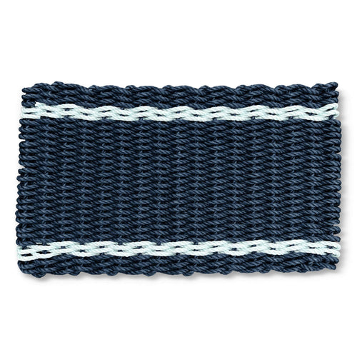 Outdoor Mats for Front Door, Best Doormats in Navy with Seafoam Tailored Stripes, Lobster Rope Doormats