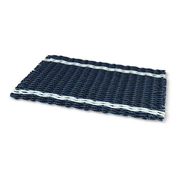 Waterproof Outdoor Doormats, Lobster Rope Doormats in Navy with Seafoam Tailored Stripes