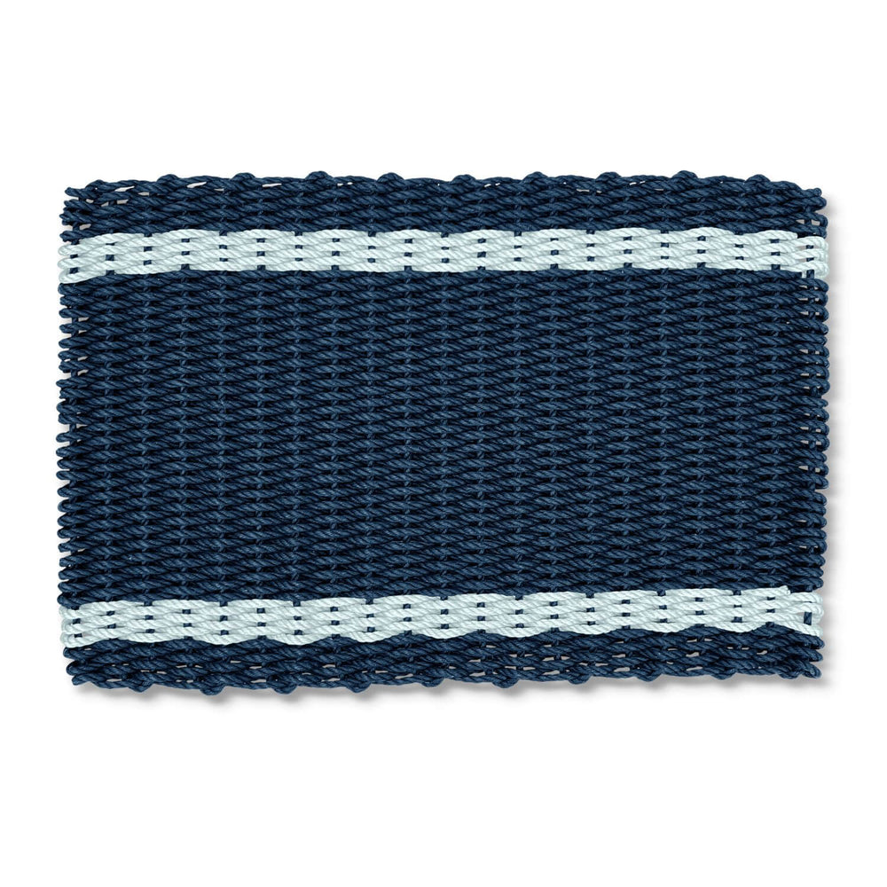 Lobster Rope Outdoor Door Mat in Navy with Seafoam Tailored Stripes, Wicked Good Doormats, Outside Doormat for Front Door