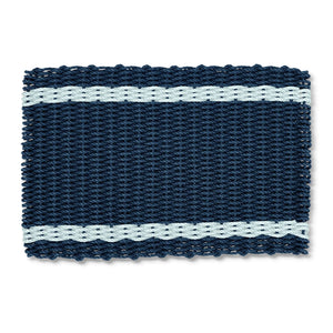 Lobster Rope Outdoor Door Mat in Navy with Seafoam Tailored Stripes, Wicked Good Doormats, Outside Doormat for Front Door