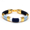 Nautical gold-accented rope bracelet, soft cotton rope, ideal for everyday coastal wear.