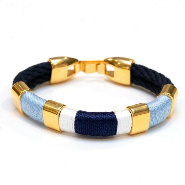 Nautical gold-accented rope bracelet, soft cotton rope, ideal for everyday coastal wear.
