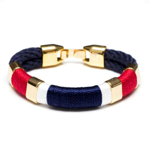 Hand-dyed cotton bracelet with gold-plated clasp, inspired by beachside and coastal living.