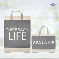 Thumbnail for Newport Mini Market Tote in Gray, Sea La Vie & The Beach Life