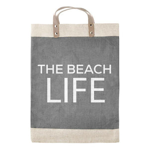 Newport Tall Market Tote in Gray, Jute Beach Tote, The Beach Life