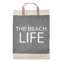 Thumbnail for Newport Tall Market Tote in Gray, Jute Beach Tote, The Beach Life