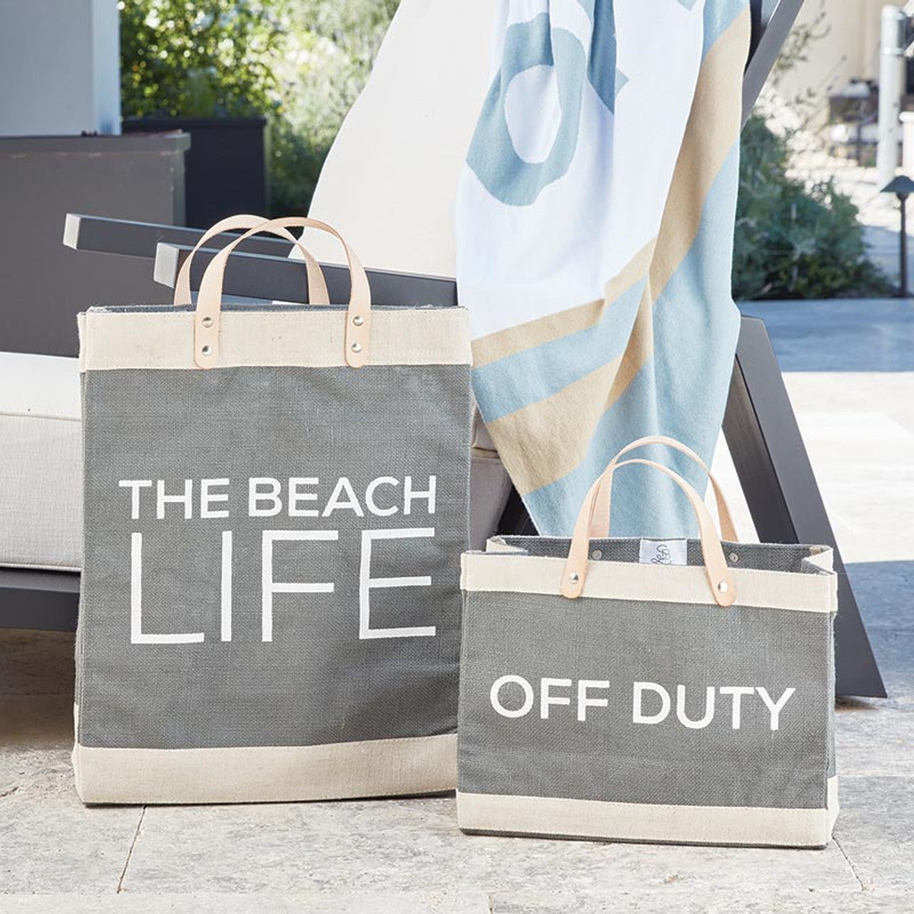 Newport Tall Market Tote in Gray, Bag for Beach, The Beach Life