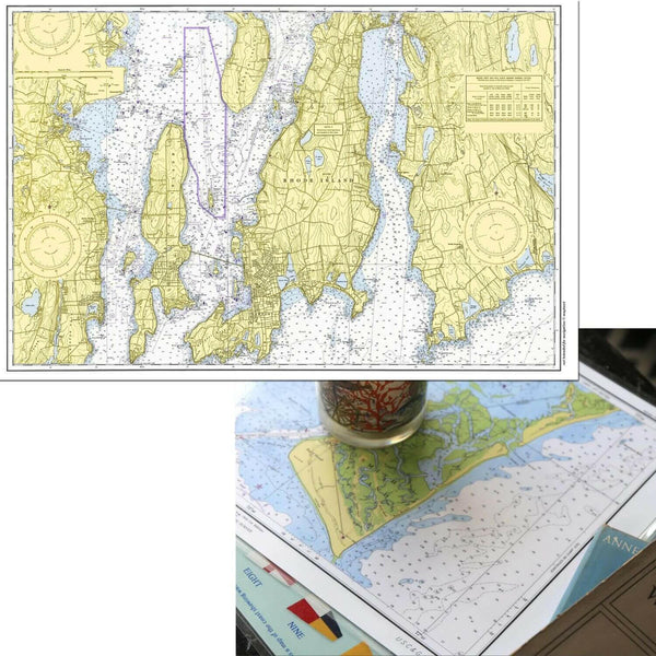 Nautical Chart Placemats, Locations in Rhode Island