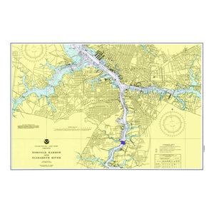 Nautical Chart Placemats, Locations in Virginia