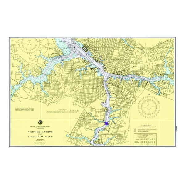 Nautical Chart Placemats, Locations in Virginia