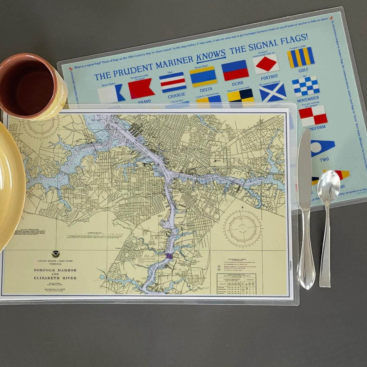 Nautical Chart Placemats, Locations in Virginia