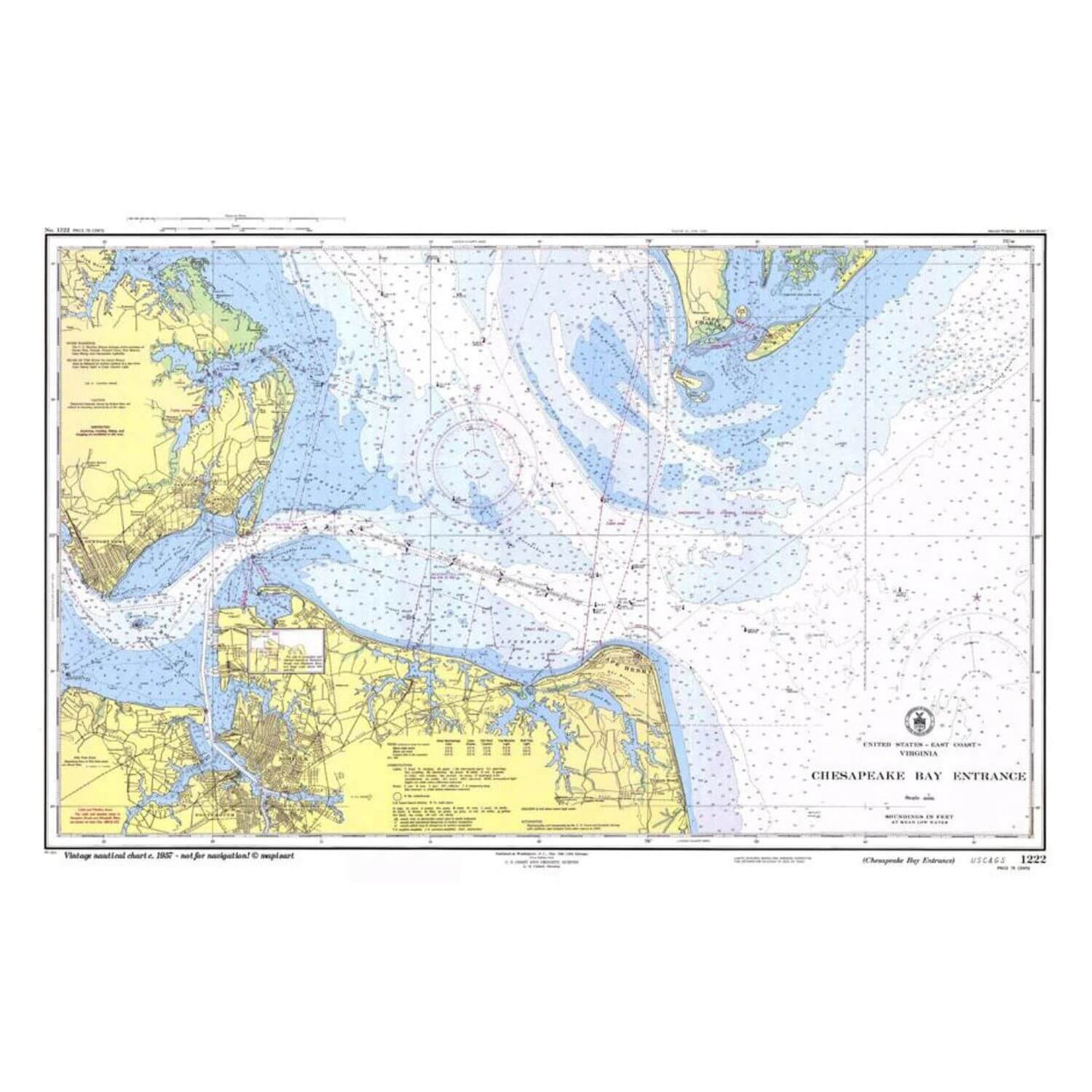 Nautical Chart Placemats, Locations in Virginia