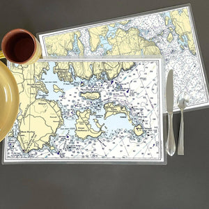 Nautical Chart Placemats, Locations in Maine