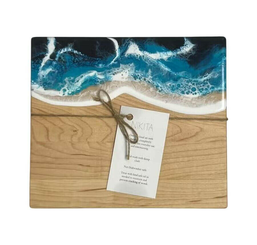 Ocean Wave Resin Cheese Board, Charcuterie Board, 8 x 7