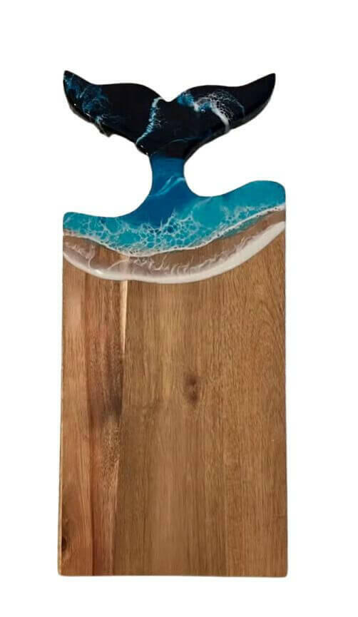 Ocean Wave Whale Tail Charcuterie Board, 18” x 8”