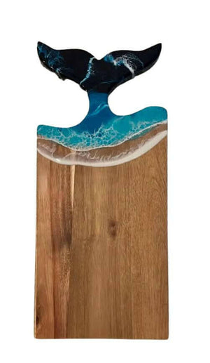 Ocean Wave Whale Tail Charcuterie Board, 18” x 8”