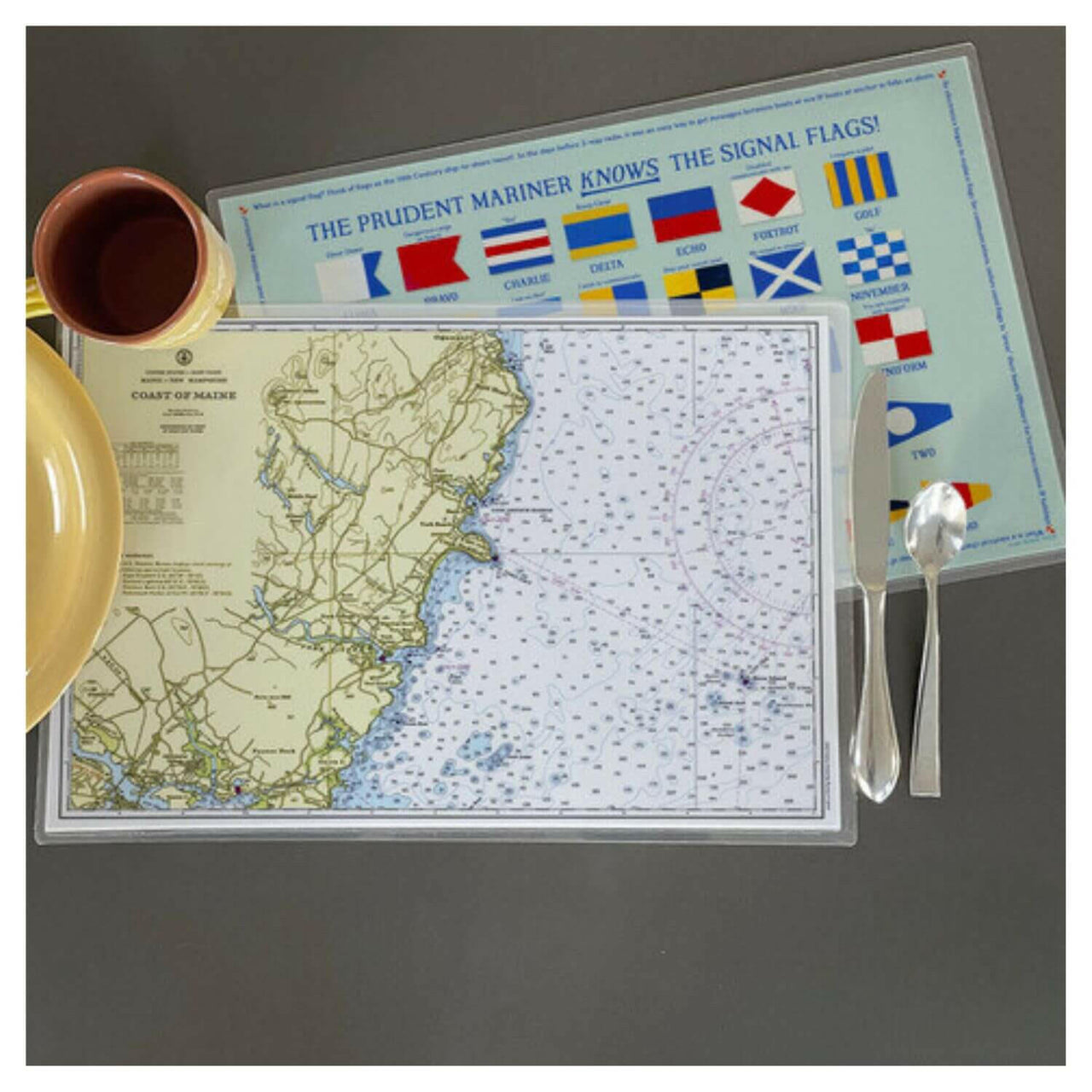 Nautical Chart Placemats, Locations in Maine