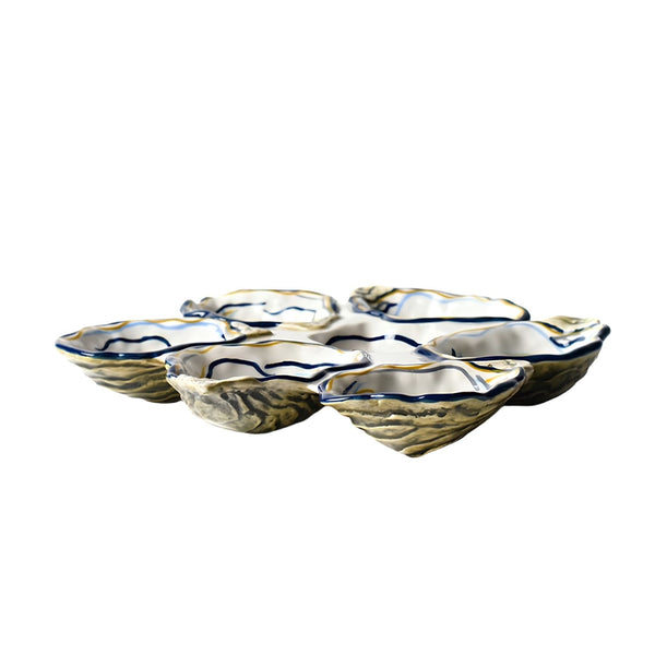 Oyster Serving Platter, Ceramic Seafood Tray, Oyster Appetizer Platter, Coastal Kitchen Serveware