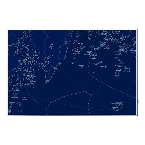 Nautical Chart Placemats, Locations in Maine