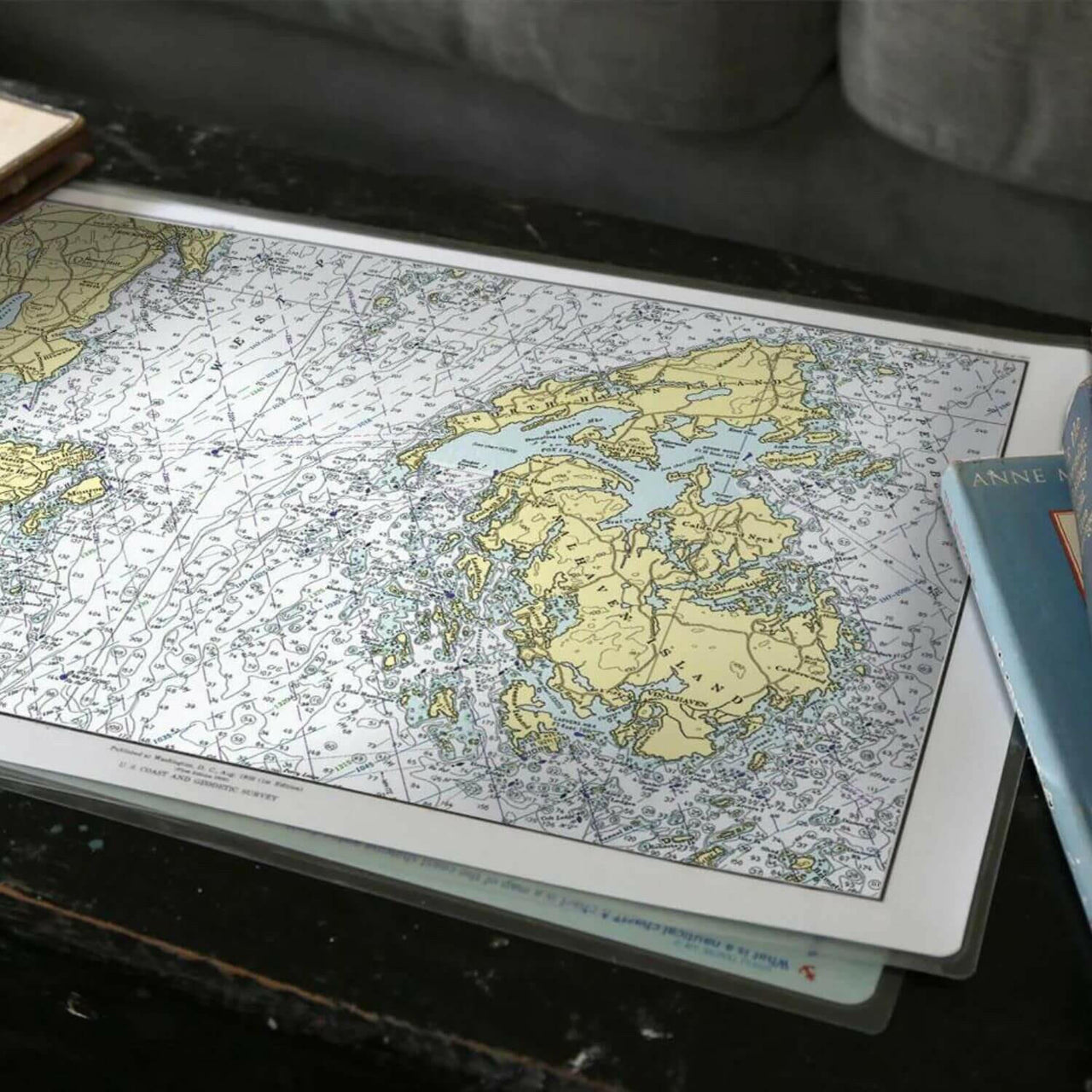 Nautical Chart Placemats, Locations in Maine