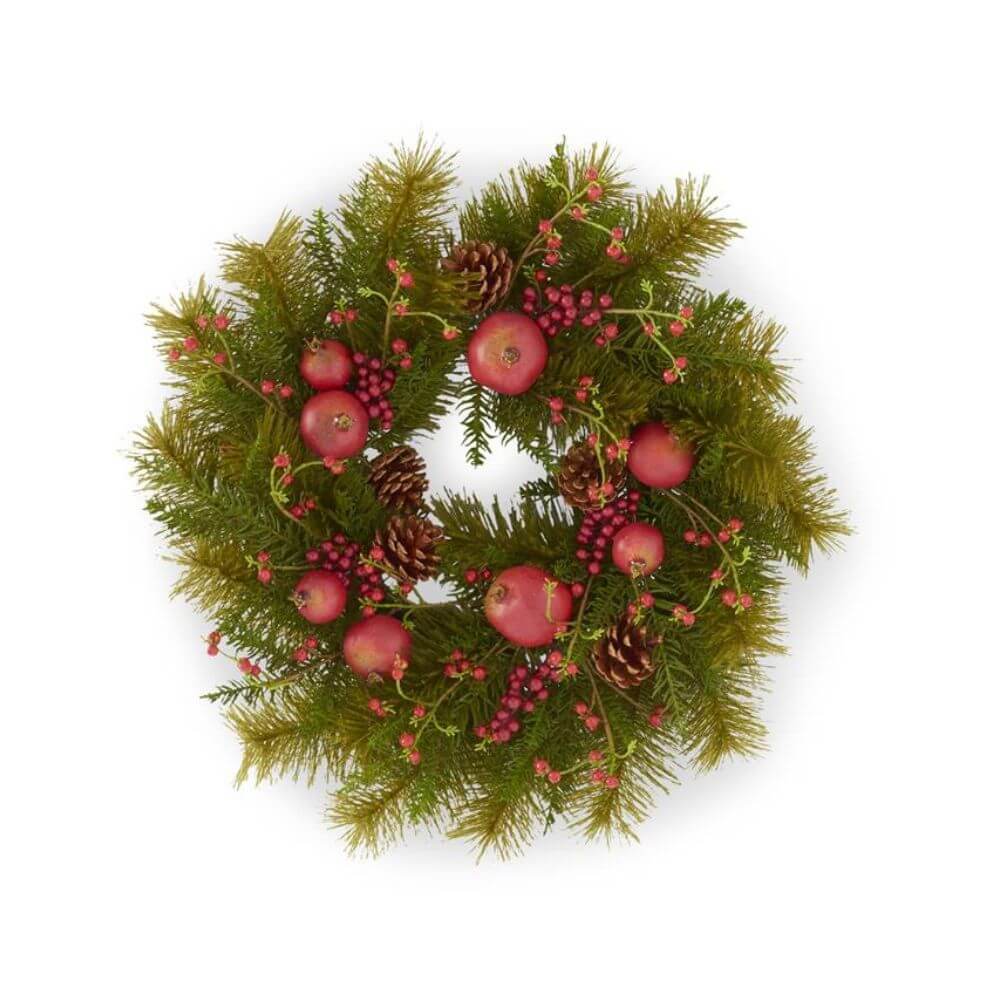 25" Pine Wreath with Red Berries