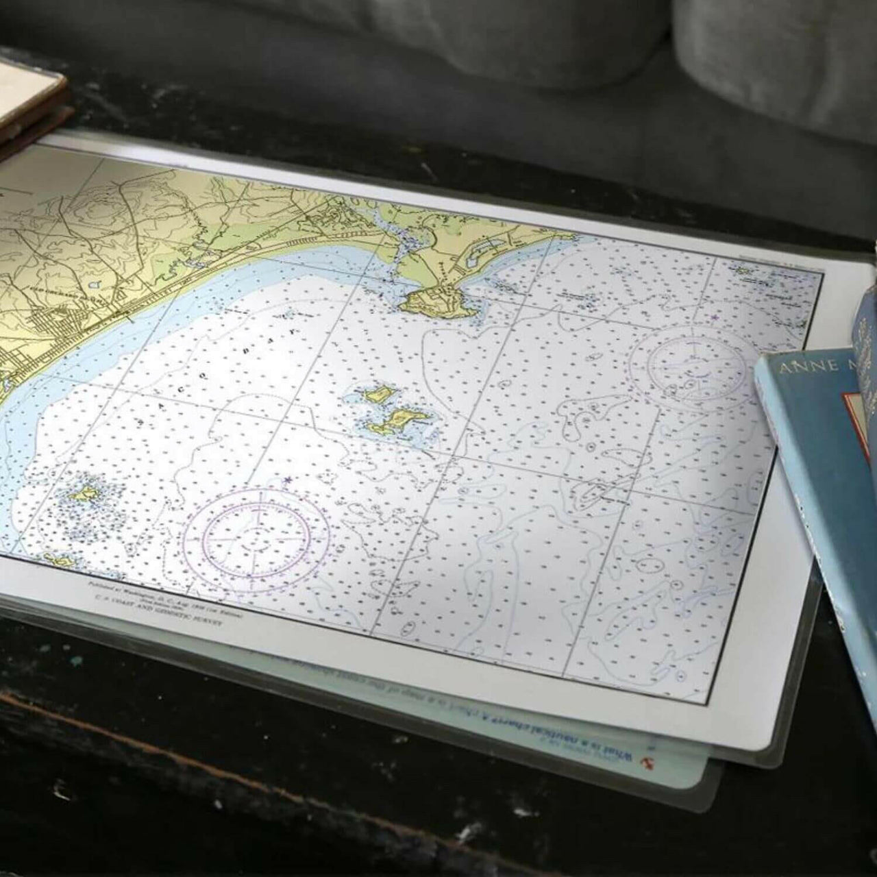 Nautical Chart Placemats, Locations in Maine