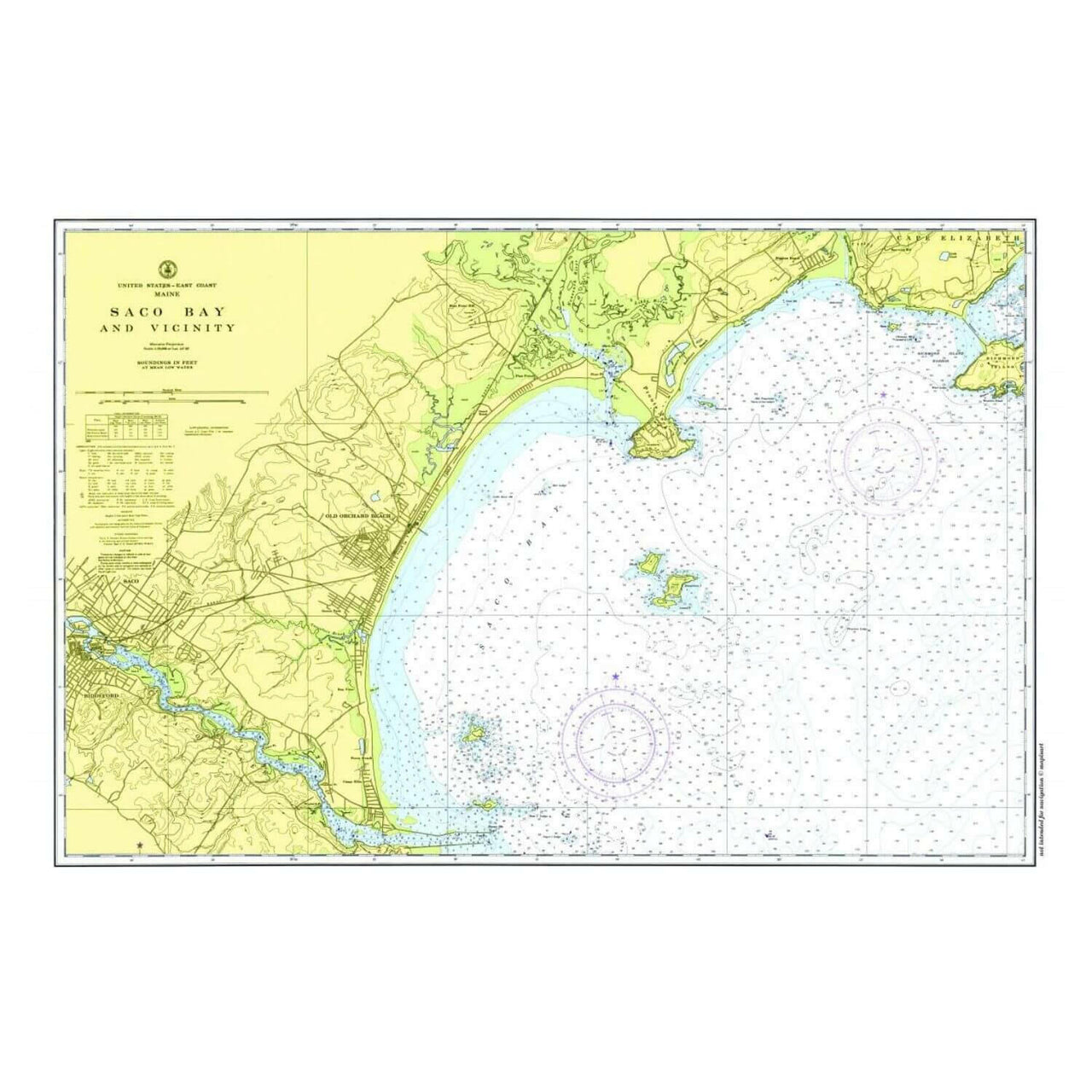 Nautical Chart Placemats, Locations in Maine