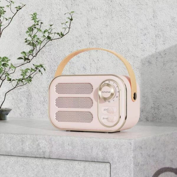 Pink Retro Wireless Speaker, 4" x 3"