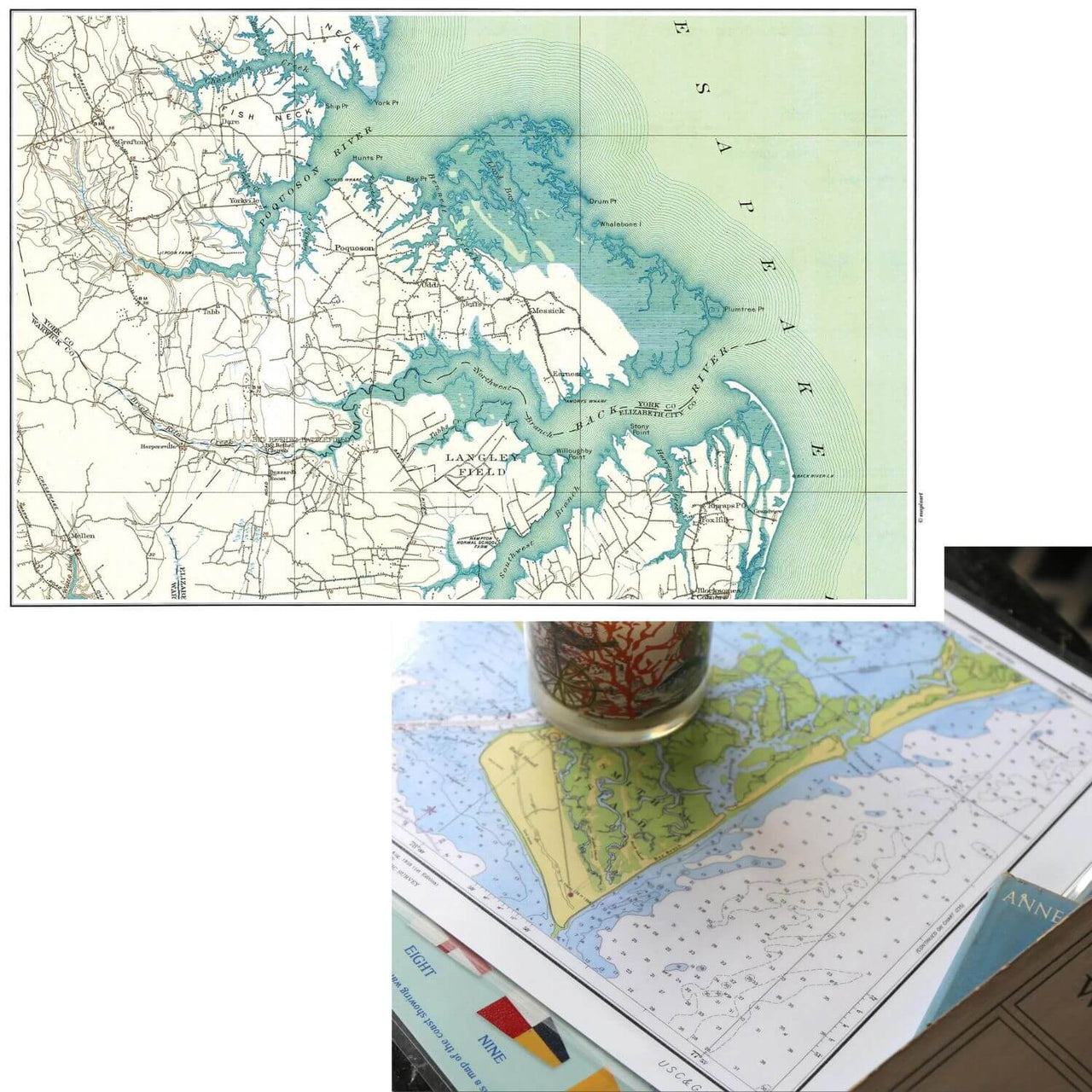 Nautical Chart Placemats, Locations in Virginia