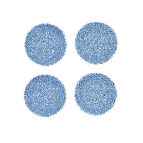 Porcelain hydrangea tidbit dish with floral relief design, ideal for serving appetizers or small snacks.