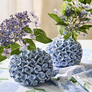 Blue Hydrangea Bud Vase & Candleholder, Porcelain, Coastal Decor