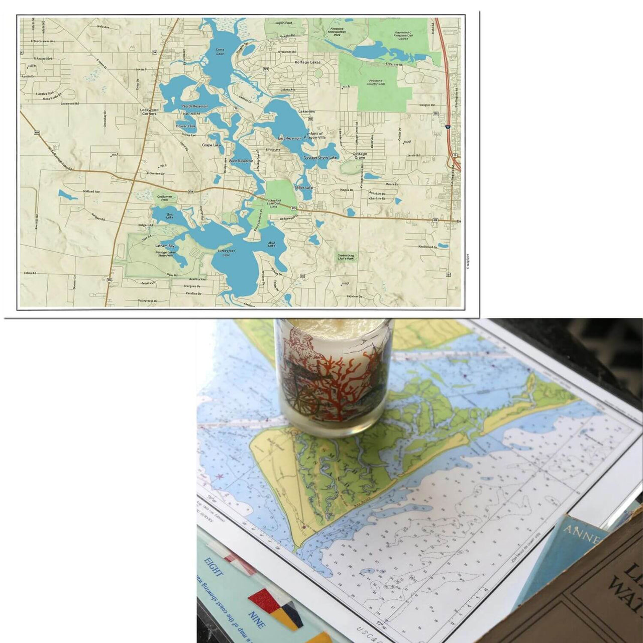 Nautical Chart Placemats, Locations in Ohio