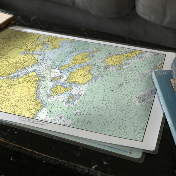 Nautical Chart Placemats, Locations in Maine