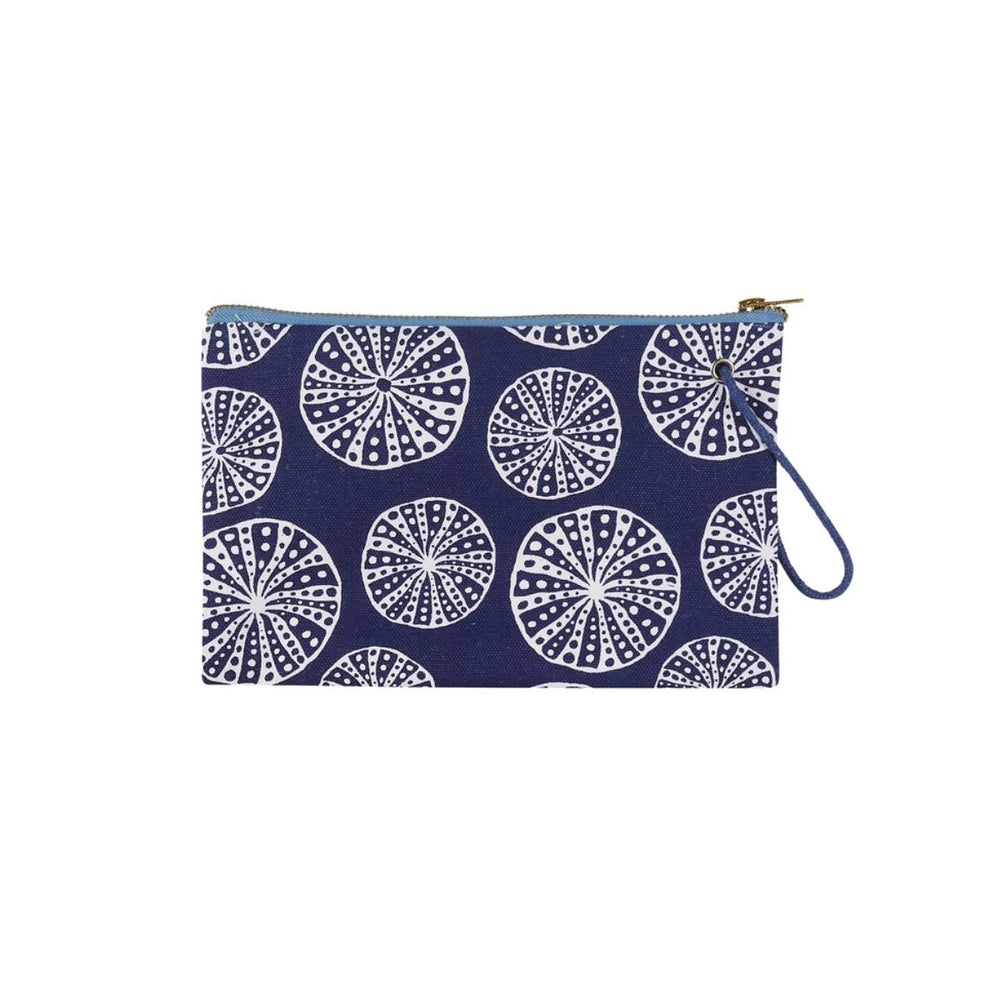 Stylish cotton wristlet with beach-themed urchin texture, perfect for carrying daily essentials hands-free during errands, travel, or casual outings.