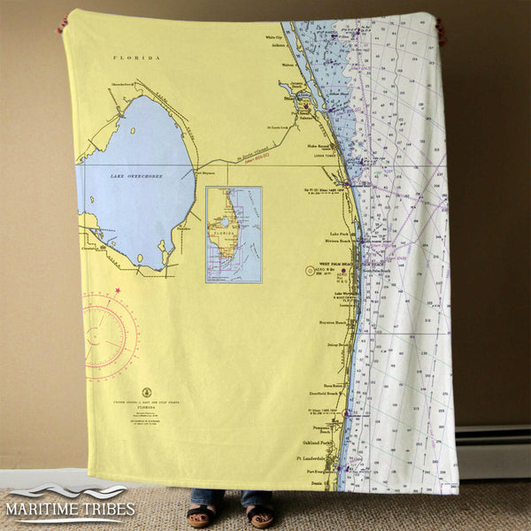 Nautical Chart Blankets, Florida Coastal Maps