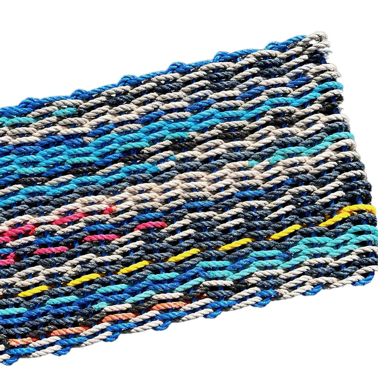 Premium Select Recycled Lobster Rope Doormat, Thin Stripes, 18 x 30, Angled View