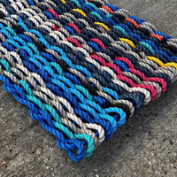 Thumbnail for Premium Select Recycled Lobster Rope Doormat, Thin Stripes, 18 x 30, Close Up View