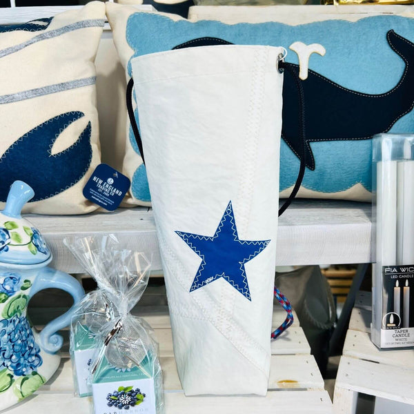 Recycled Sail Wine Bag, Blue Star