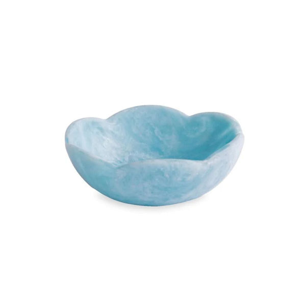 Mini resin bowl in aqua, sculptural Amelia design, perfect for coastal table settings