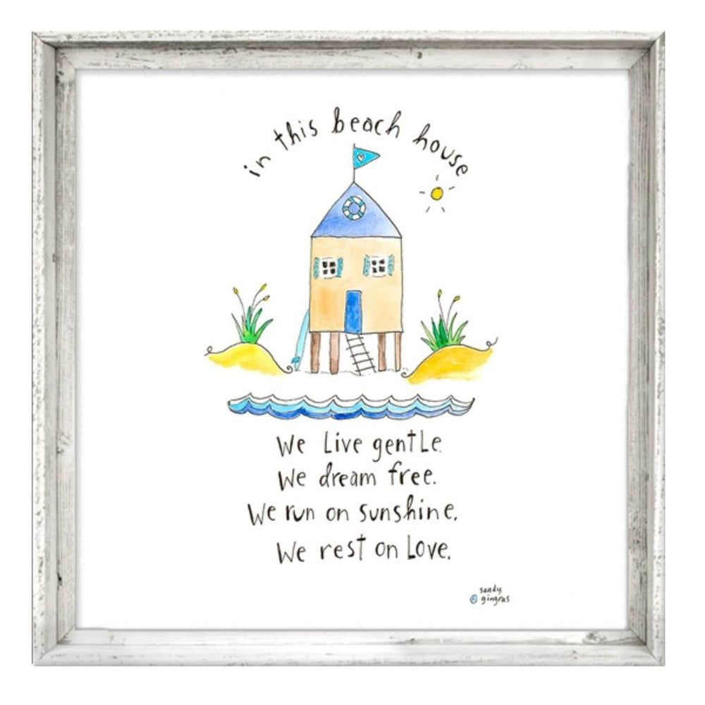 "Rest on Love..." 24.5 x 24.5 Coastal Art, Reclaimed White Wood Frame