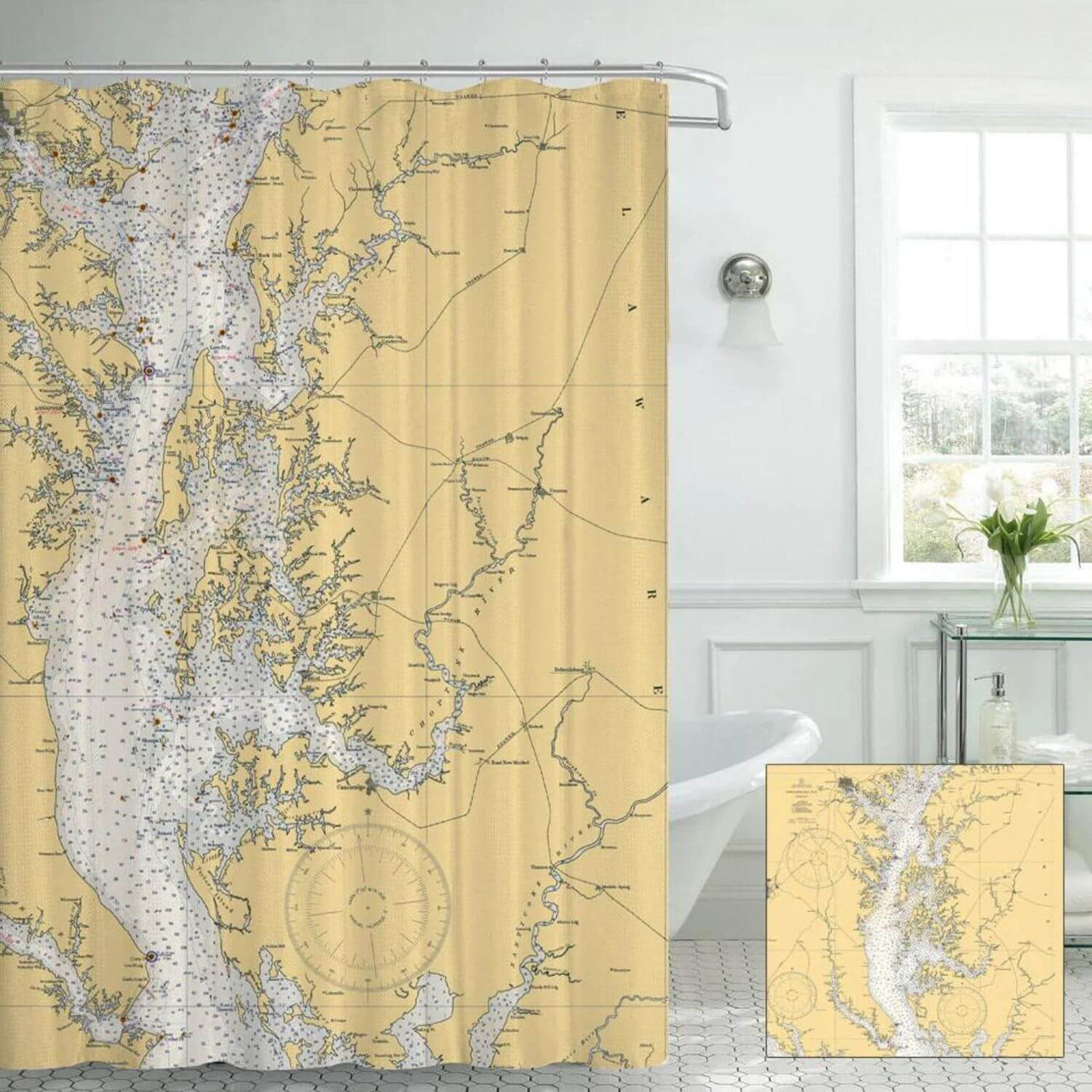 Nautical Chart Curtains, Locations in Maryland