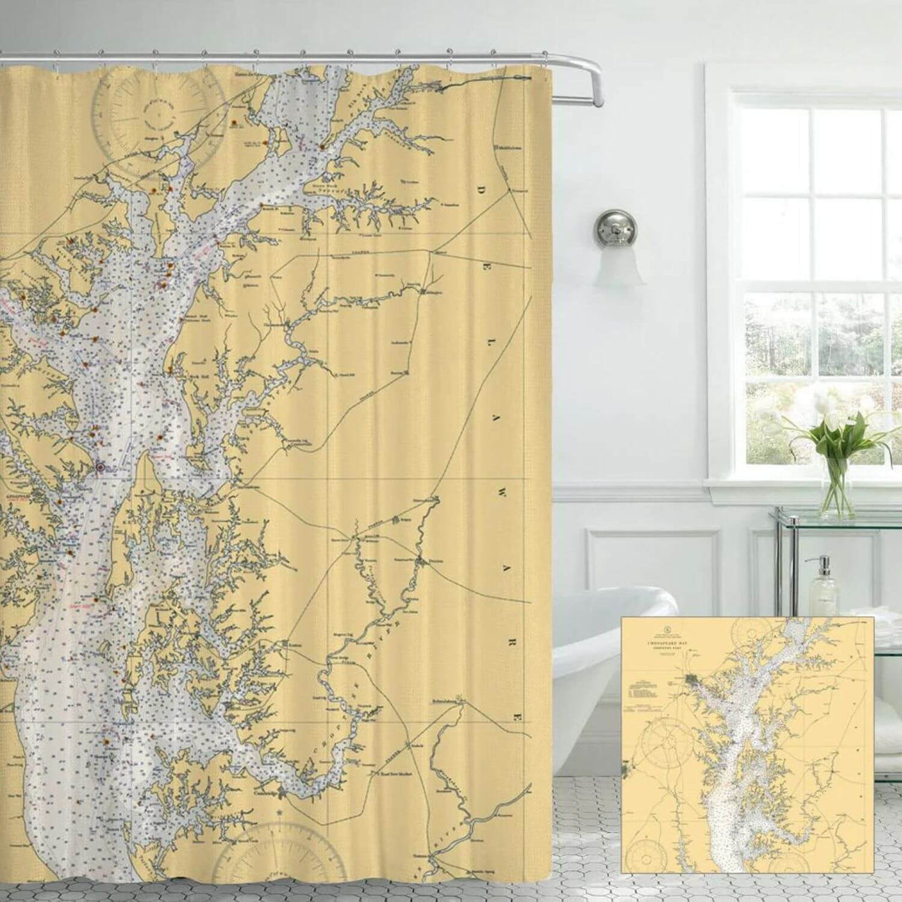 Nautical Chart Curtains, Locations in Maryland