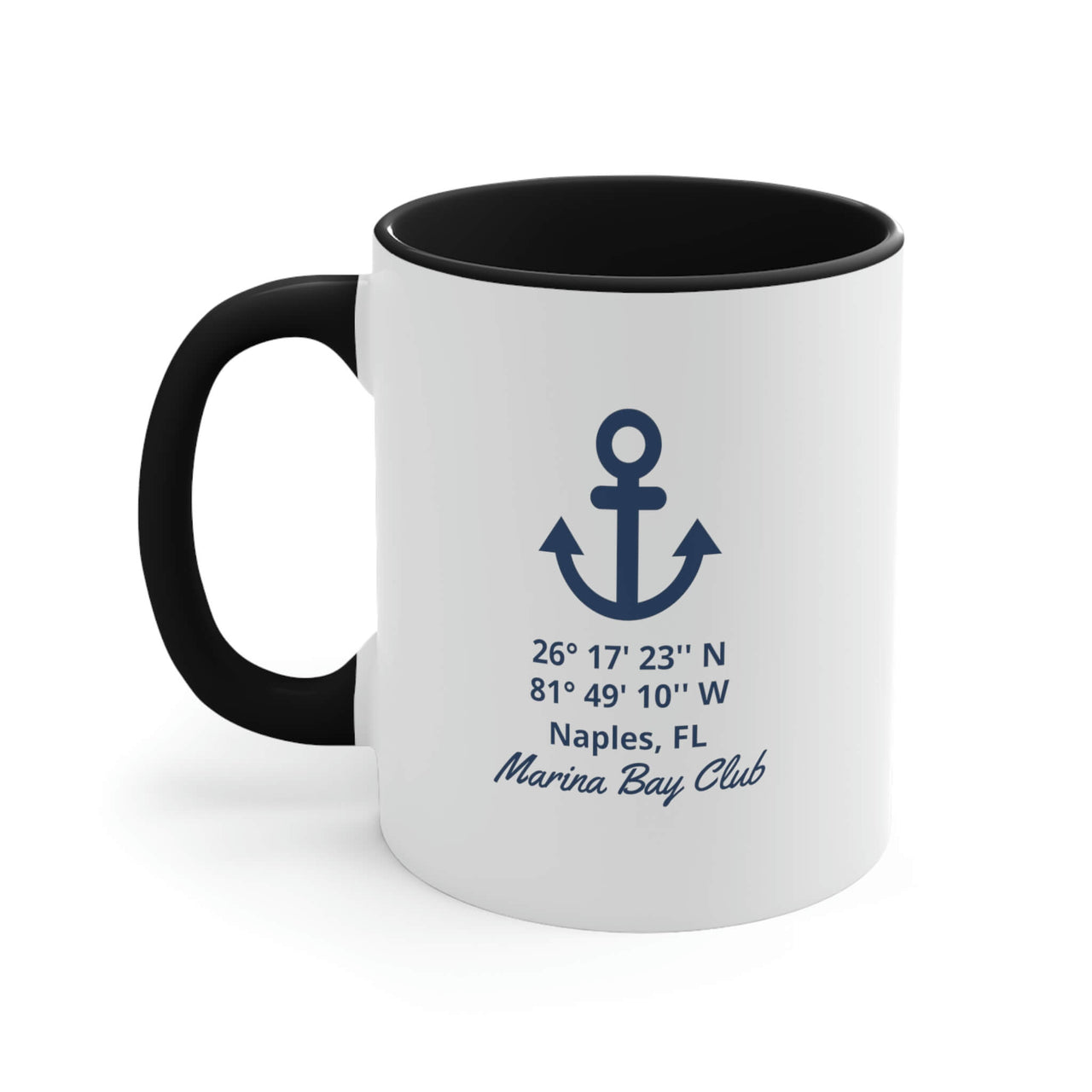 Personalized Latitude Longitude Ceramic Beach Coffee Mug, 5 Colors Mugs New England Trading Co Black  