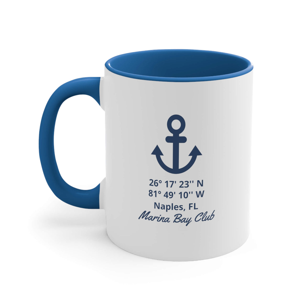 Personalized Latitude Longitude Ceramic Beach Coffee Mug, 5 Colors Mugs New England Trading Co Light Blue  