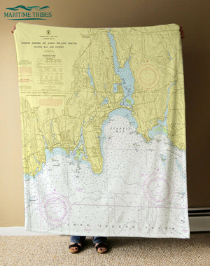 Nautical Chart Blankets, Connecticut Coastal Maps