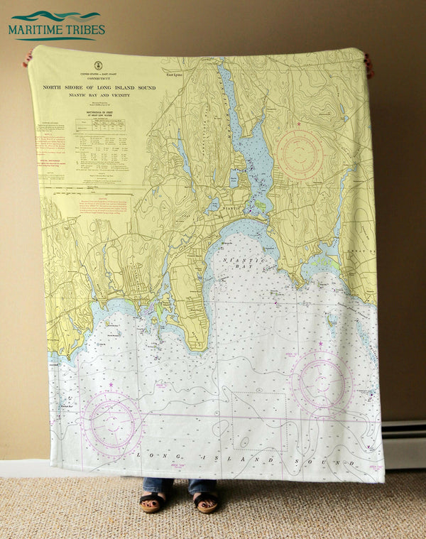 Nautical Chart Blankets, Connecticut Coastal Maps