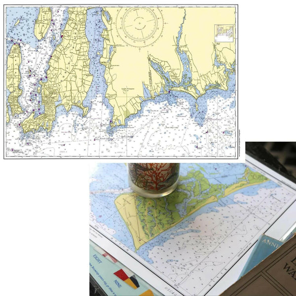 Nautical Chart Placemats, Locations in Massachusetts