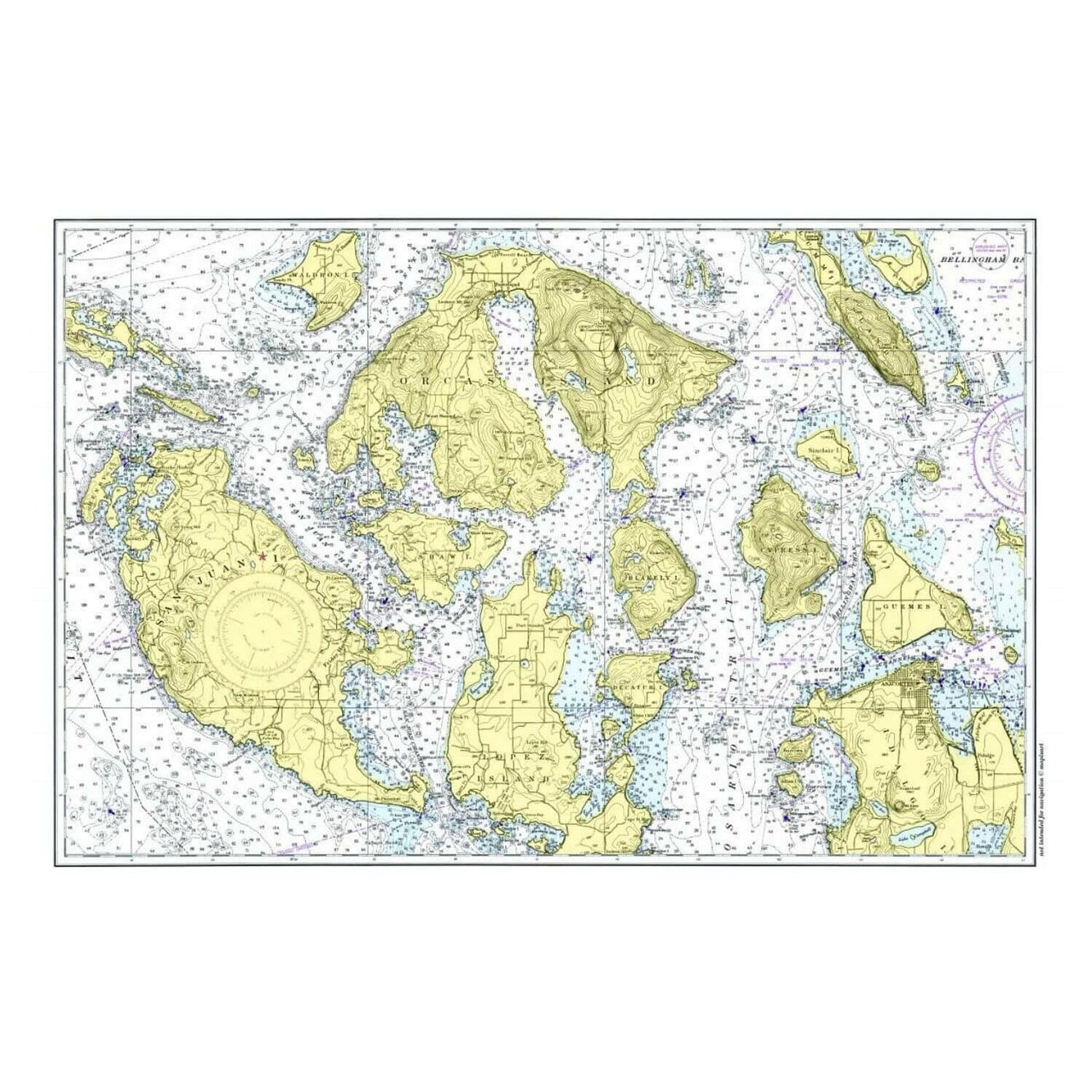 Nautical Chart Placemats, Locations in Washington New England Trading Co